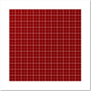 Dark Christmas Candy Apple Red Plaid Check with White Posters and Art